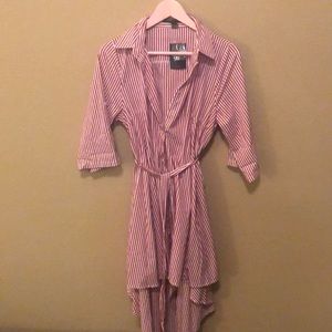 Forever 21 red and white striped hi-lo dress